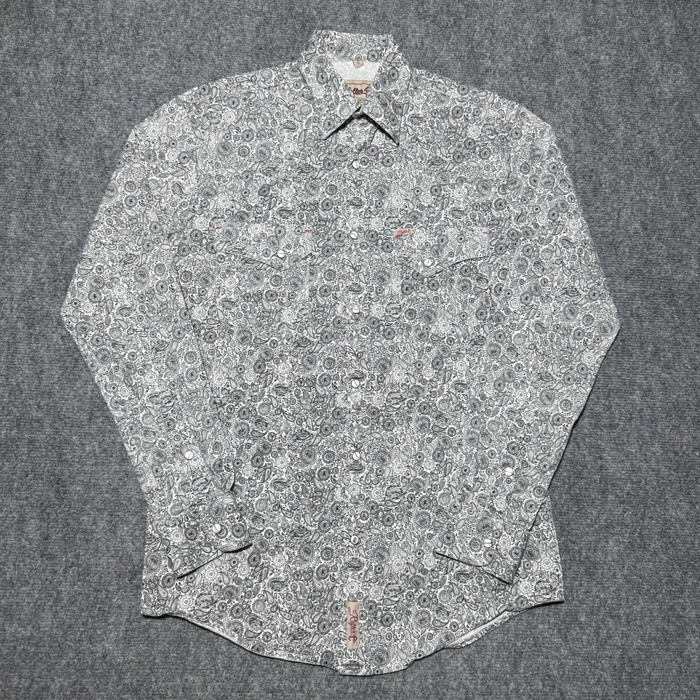 Rafter C Men Cowboy Collection ProFlex 45 Western Shirt Paisley Gray S Snaps